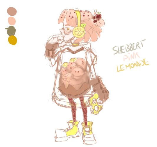 (EX) Chibi's colored sketch- Shebbert Pink Lemonade (UTAU design from me)